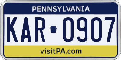 PA license plate KAR0907