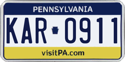 PA license plate KAR0911
