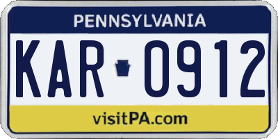 PA license plate KAR0912