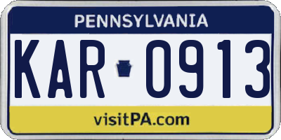 PA license plate KAR0913