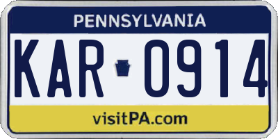 PA license plate KAR0914