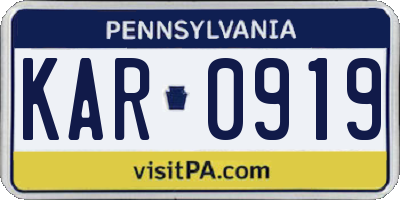 PA license plate KAR0919