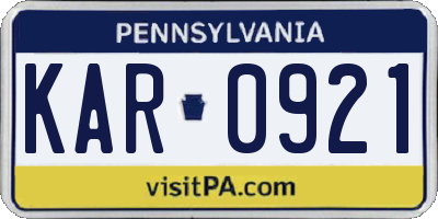 PA license plate KAR0921