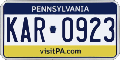 PA license plate KAR0923