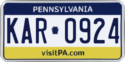PA license plate KAR0924