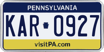 PA license plate KAR0927