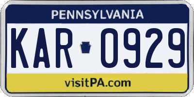 PA license plate KAR0929