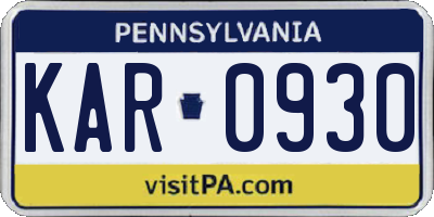 PA license plate KAR0930