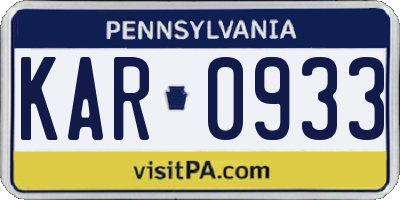 PA license plate KAR0933