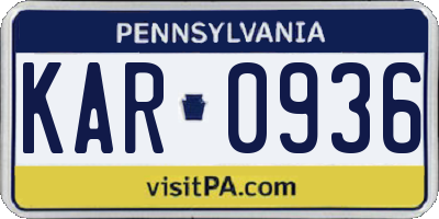 PA license plate KAR0936