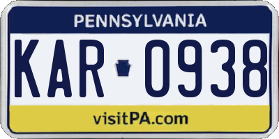 PA license plate KAR0938