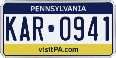 PA license plate KAR0941