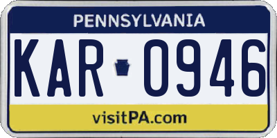 PA license plate KAR0946