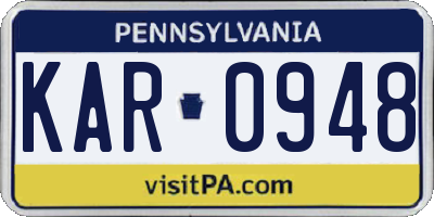 PA license plate KAR0948