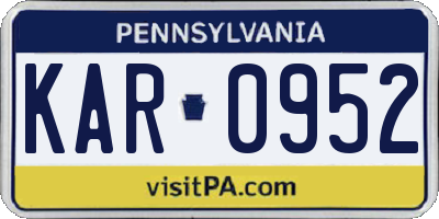 PA license plate KAR0952