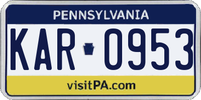 PA license plate KAR0953