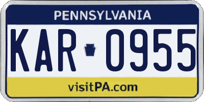 PA license plate KAR0955