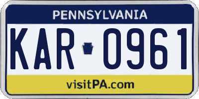 PA license plate KAR0961