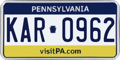 PA license plate KAR0962