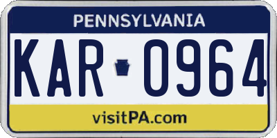 PA license plate KAR0964