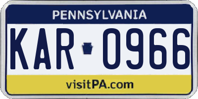 PA license plate KAR0966