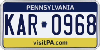 PA license plate KAR0968
