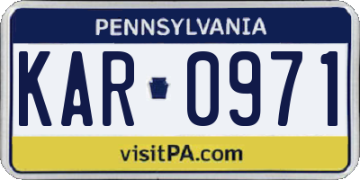 PA license plate KAR0971