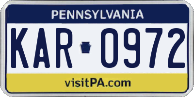 PA license plate KAR0972