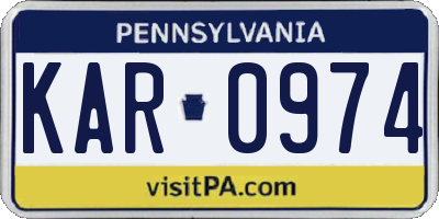 PA license plate KAR0974
