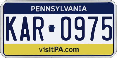 PA license plate KAR0975