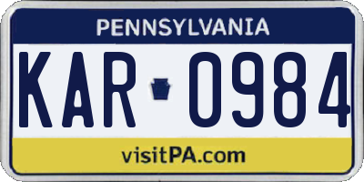 PA license plate KAR0984