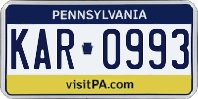 PA license plate KAR0993