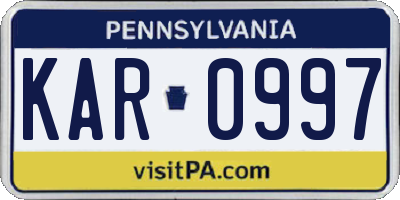 PA license plate KAR0997