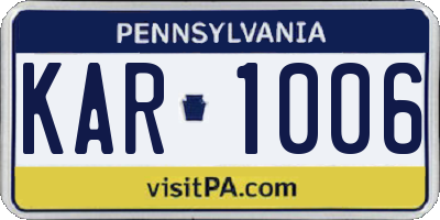 PA license plate KAR1006