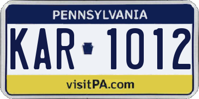 PA license plate KAR1012