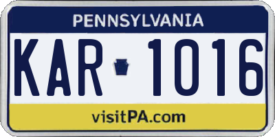 PA license plate KAR1016