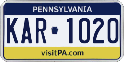 PA license plate KAR1020