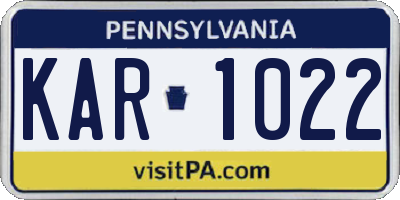 PA license plate KAR1022