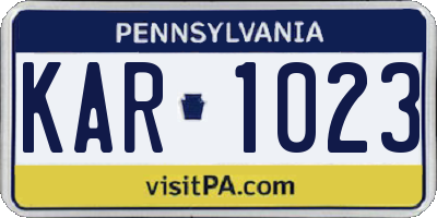 PA license plate KAR1023