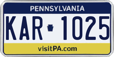 PA license plate KAR1025