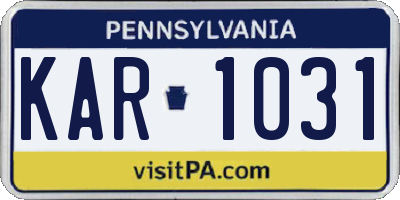 PA license plate KAR1031