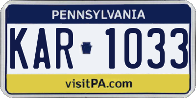 PA license plate KAR1033