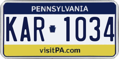 PA license plate KAR1034