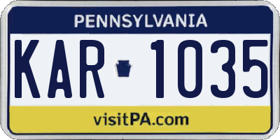 PA license plate KAR1035