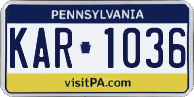 PA license plate KAR1036
