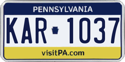 PA license plate KAR1037