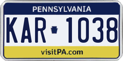 PA license plate KAR1038