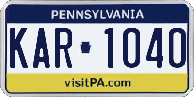 PA license plate KAR1040