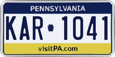 PA license plate KAR1041