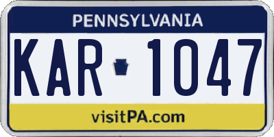 PA license plate KAR1047